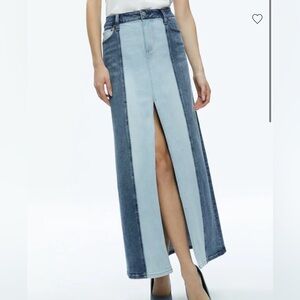 Alice + Olivia Rye Denim Two Tone Maxi Skirt